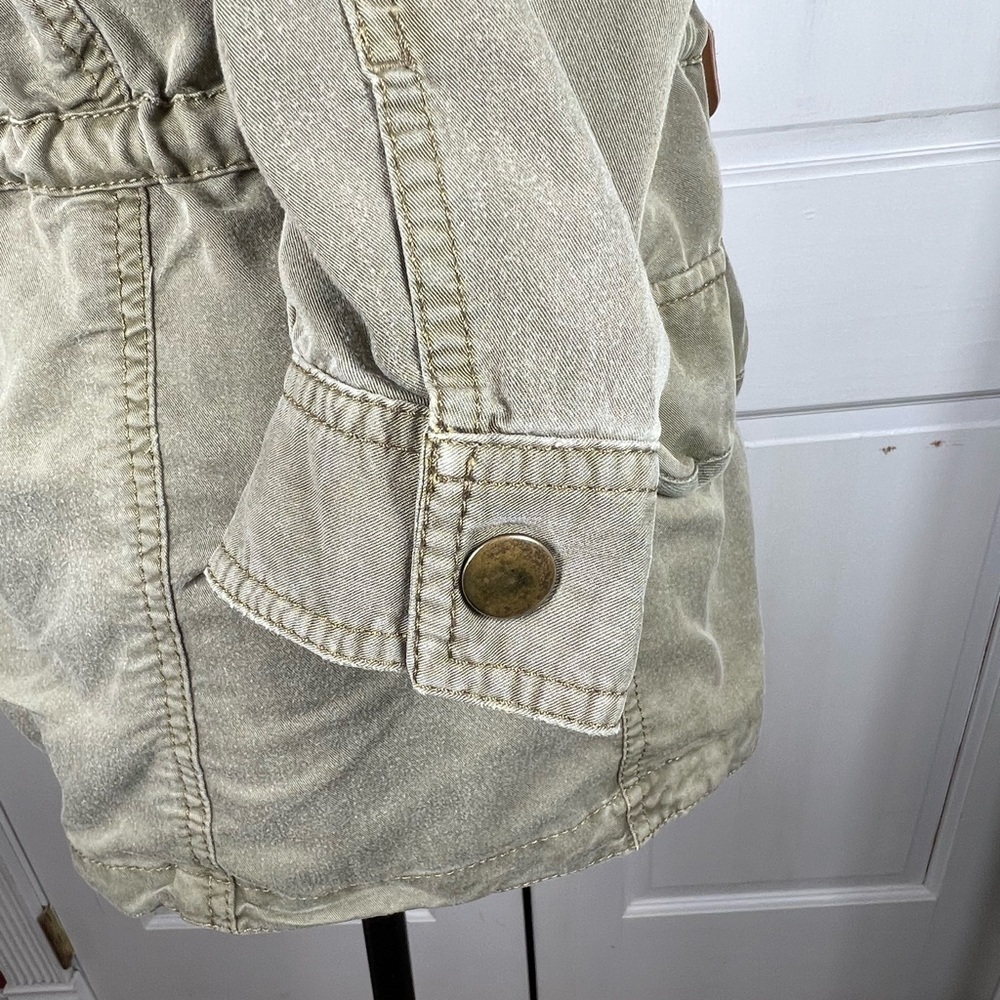 Hinge Cargo Utility Army Green Drawstring Waist Drapey Jacket Super Soft Sz XS - Picture 5 of 8